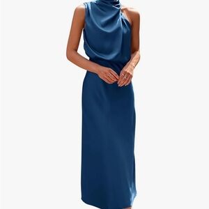 Chic One Shoulder Blue Dress